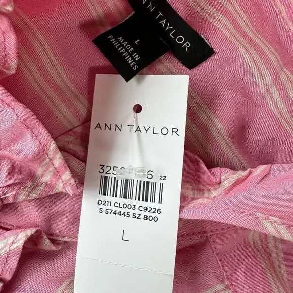 🎉5 for $45 🎉 NWT Ann Taylor Top Blouss Shirt Size L Pink - Picture 10 of 11